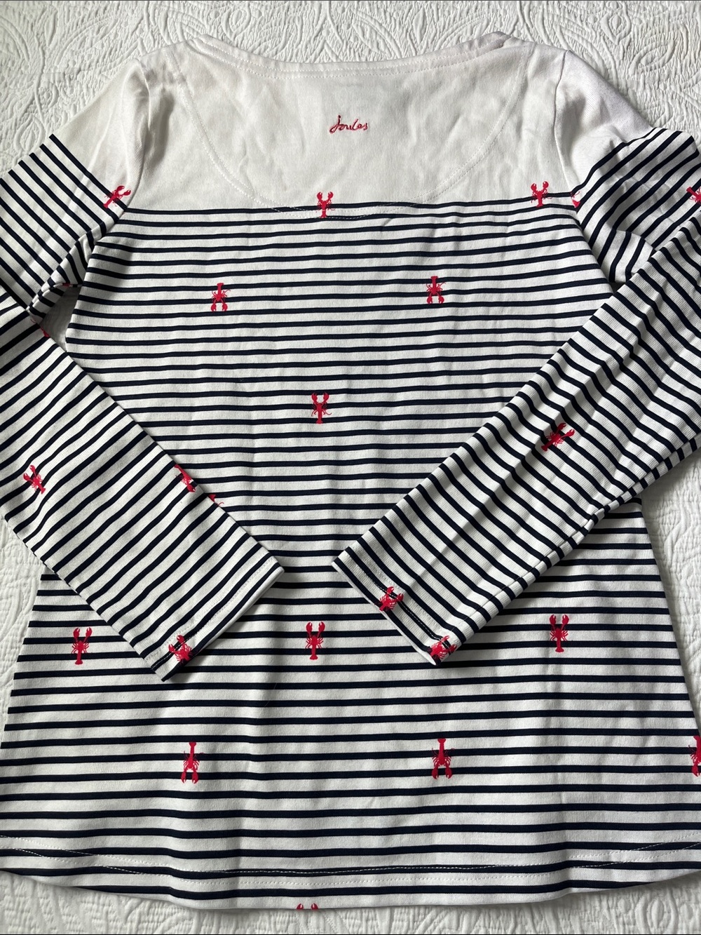 Joules NWT size 4/small Nantucket style navy white lobsters long sleeve tee - Picture 3 of 3